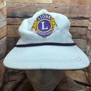 Vintage Lions Clubs International Rope Snapback Hat Cap White Purple We Serve